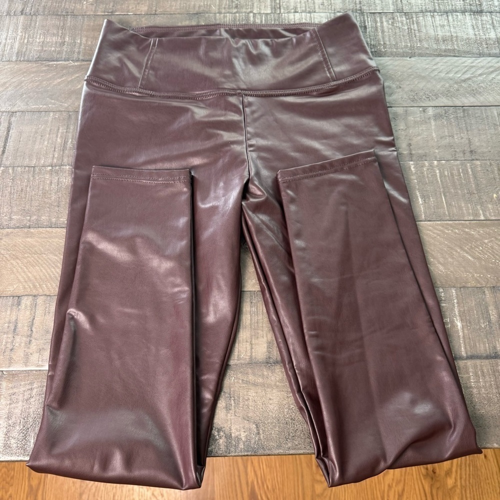 Bagatelle Women’s Brown Faux Leather High Rise Leggings 67680 NWT Size Large